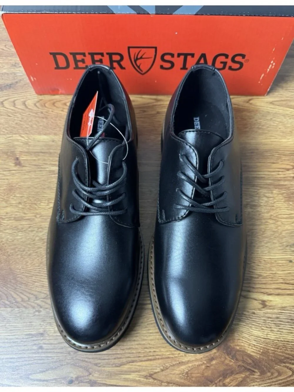 Deer Stags Denny Boys Round Oxford Shoes in Black Size 5.5 M Big Kid